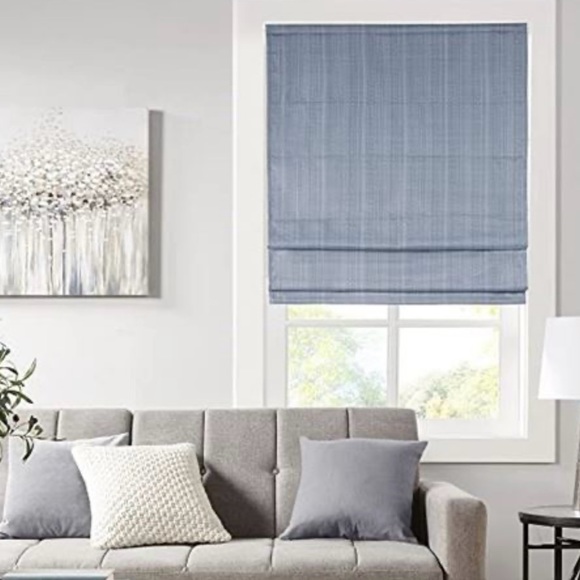 Madison Park Other - Madison Park Colm Basketweave Room Darkening Cordless Roman Shade Set of 2 27x62